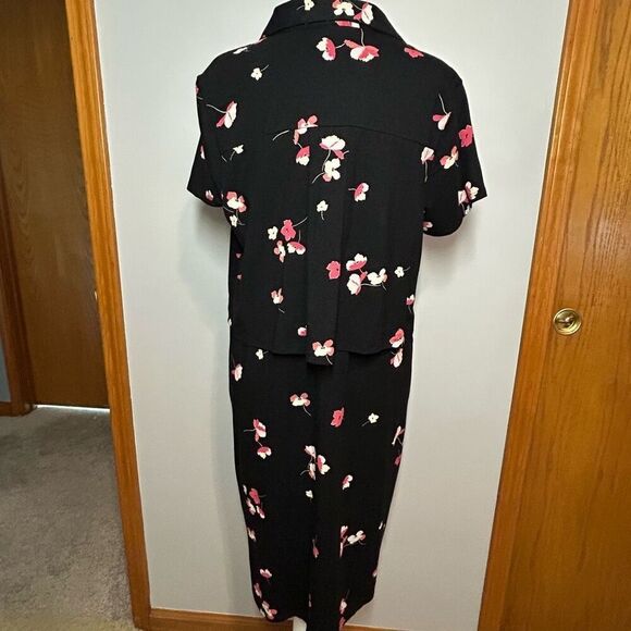 J. Jill Pima cotton Ginger Floral button down short sleeve jersey soft dress siz - Picture 6 of 13